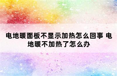 电地暖面板不显示加热怎么回事 电地暖不加热了怎么办